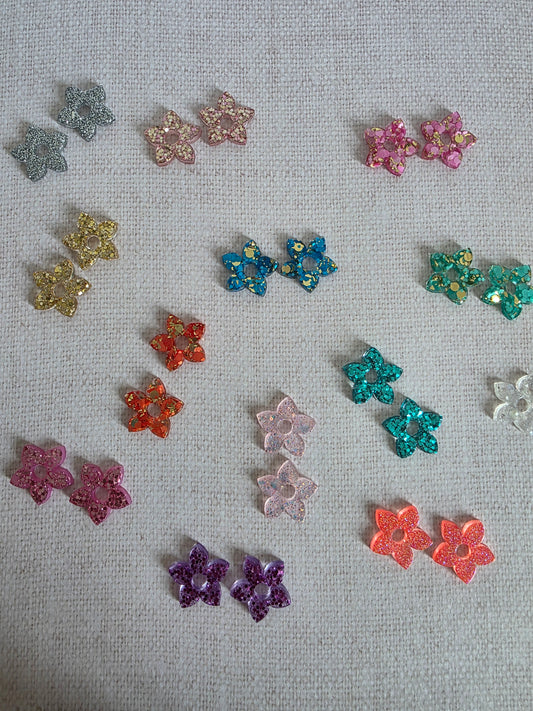 Fleurs de tiaré à paillettes- Pampilles pour créoles interchangeables