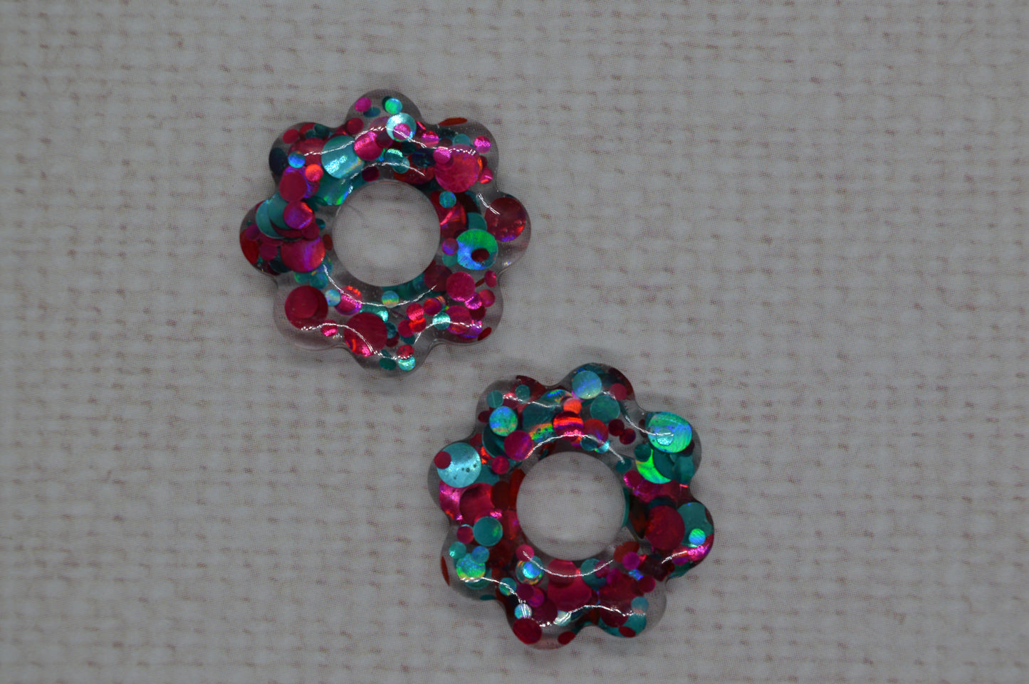 Fleur 8 pétales à paillettes- Pampilles pour créoles interchangeables