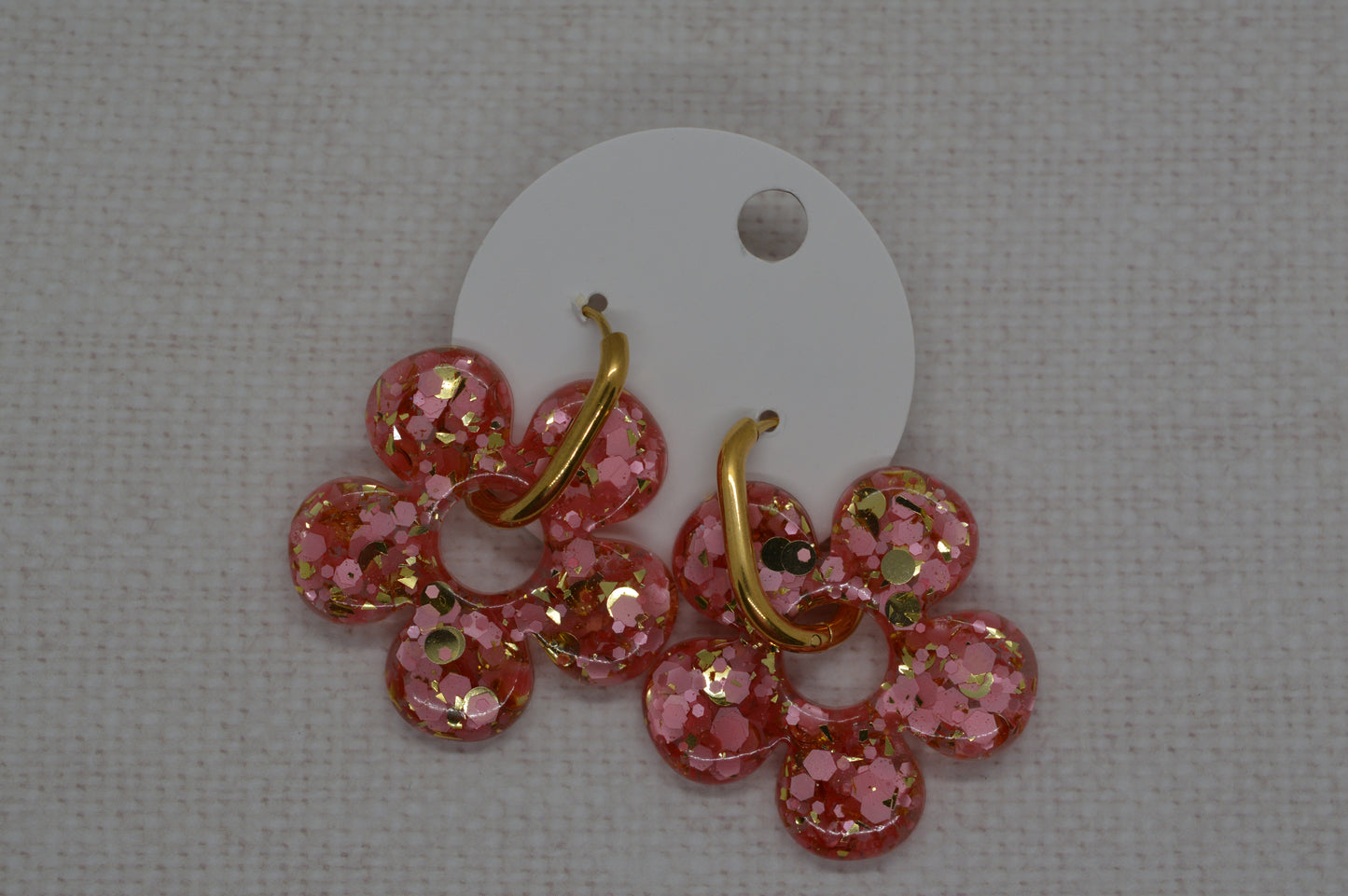 Grandes fleurs à paillettes - Pampilles pour grandes créoles interchangeables