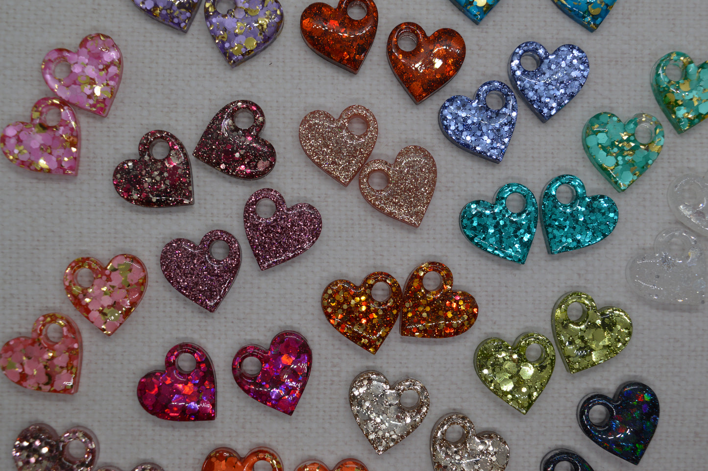 Coeurs à paillettes - Pampilles pour créoles interchangeables